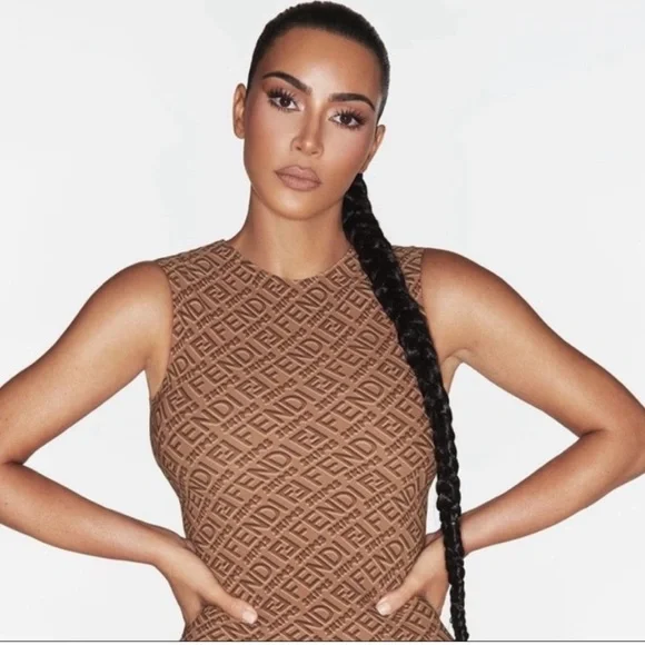 Fendi x SKIMS High Neck Bodysuit in California Tan XS - Picture 2 of 13